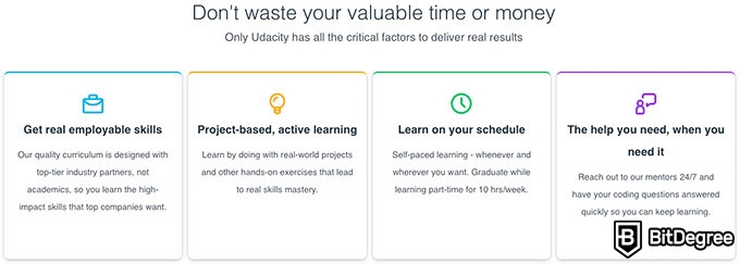 Udemy VS Udacity: Udacity features.